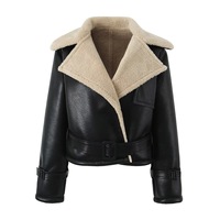 Veste en cuir PU pour moto en daim polaire personnalisée, veste courte pour femmes, manteau pour femmes