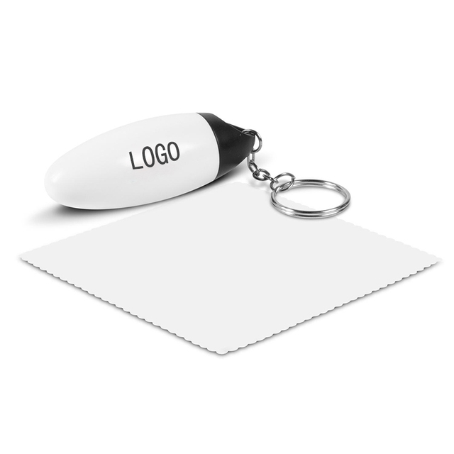 Capsule Key Ring Contains a Microfibre Cloth for Cleaning Screens Eyewear Custom Logo on the Capsule Microfibre Cloth Key Ring