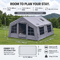 Tente gonflable familiale Coody Familia 17.2 Air - Gris, tente imperméable quatre saisons, directement de l'usine, tente de camping familiale
