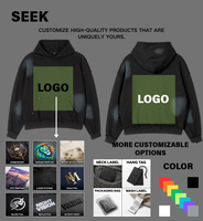 Sweat à capuche unisexe 400 GSM 100% fibre de bambou noir effet vieilli déchiré ourlet brut logo brodé personnalisé demi-zip streetwear ODM