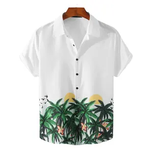 Summer new fashionable short, sleeve shirts men custom printed button up shirts button down hawaiian shirt/