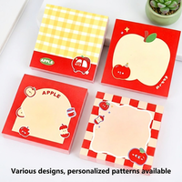 Bloc-notes autocollant en forme de pomme mignon, 50 feuilles, 8*8cm, notes adhésives imprimées colorées pour scrapbooking et cadeaux