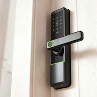 Cerradura Inteligente con Huella Dactilar LianTian, Negro Mate, Wi-Fi, BLE, Control por Aplicación Tuya/TTLock, Desbloqueo Biométrico por Huella Dactilar en la Nube, para Hogar de Madera