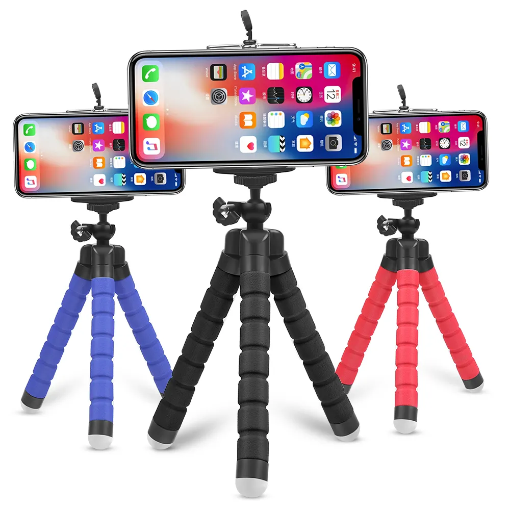 2021 Hot Foldable Mini Tripod Sponge Octopus Mobile Phone Holder Flexible Tripods Bracket Selfie Stick Tripod for Smartphone