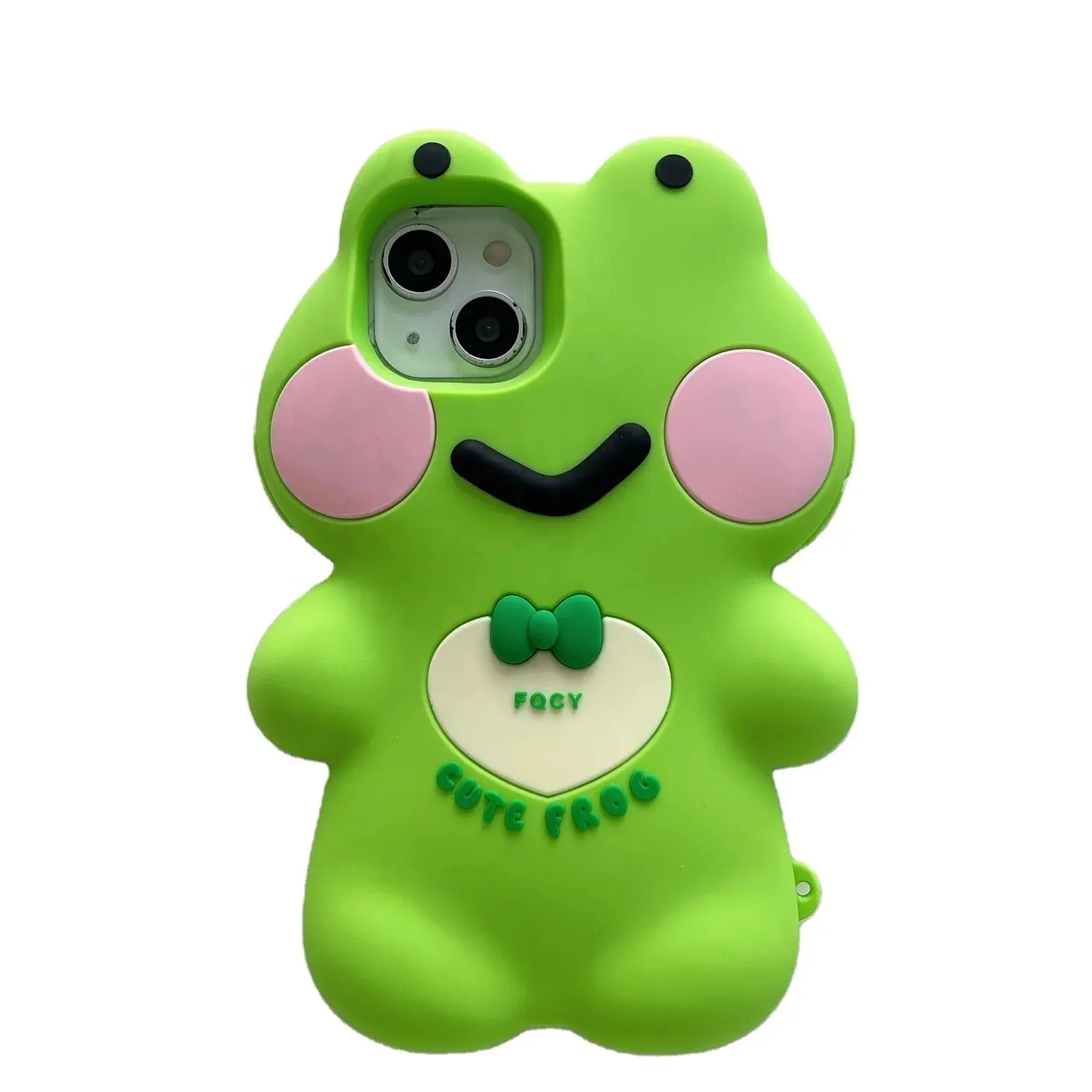 Fashion Cartoon Cute Green Bow Tie Frog Soft Shell Mobile Phone Accessories Cover Case For iPhone 11 12 13 14 15 Pro Max