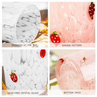 Gobelet personnalisé à pois de dessin animé, verre à boire en cristal blanc et rose à pois, verre highball