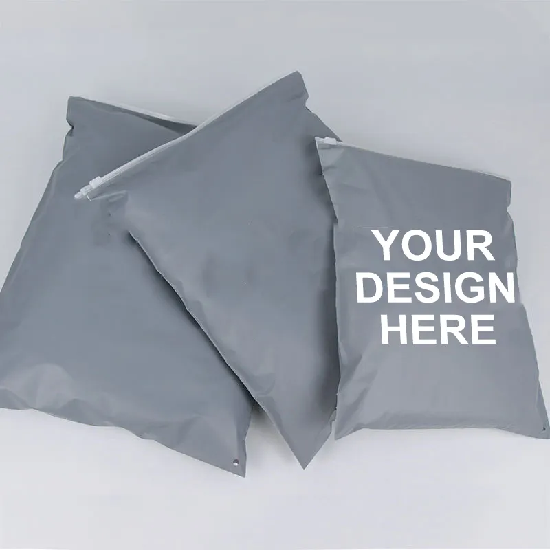 Матовая упаковка для одежды с логотипом под заказ, пластиковая перерабатываемая Спортивная одежда на молнии, упаковка с напечатанным логотипом