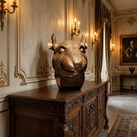 Buste de Rongeur en Bronze Sur Mesure - Finition Marron-Gris Antique, Entièrement Adapté aux Vos Spécifications, Sculpture en Bronze
