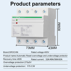 Автоматический стабилизатор напряжения 400В, трехфазный, 80А, с защитой от перенапряжения и пониженного напряжения, изготовлен из прочного поликарбоната - Product Image 4