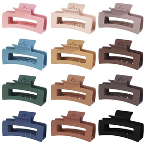 กิ๊บหนีบผมพลาสติกทรงสี่เหลี่ยมขนาดกลาง 8.5 ซม. แบบด้าน สีเมทัลลิก สไตล์ยุโรป แข็งแรง ไม่ลื่น สำหรับผู้หญิง ผมหนา ใช้ในงานปาร์ตี้ - Product Image 6