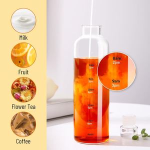 High Borosilicate Glass Water Bottle 300-1000ml (16oz/32oz) Hand Fired Eco-Friendly Dishwasher Microwave Safe Screw-On Lid High - Product Image 2