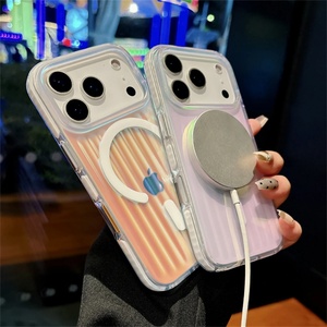 Corrugated Frosted Aurora Shockproof Magnetic Phone Case Cover for iPhone 17 Pro Max 13 14 15 16 Air High End <b>Wireless</b> Charging - Product Image 3