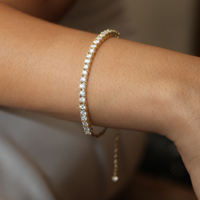 Bracciali Tennis in Moissanite Colore D VVS1 GRA 2.4 Carati, Gioiello Regalo per Matrimonio e Compleanno, Bracciale Regolabile Placcato Oro 14K per Donne