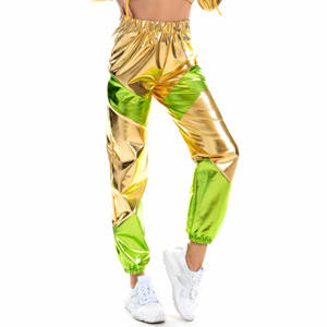 Pantaloni lunghi riflettenti da <span class=keywords><strong>donna</strong></span> con <span class=keywords><strong>tasche</strong></span> a vita alta pantaloni Patchwork olografici da discoteca pantaloni da Jogger da discoteca - Product Image 2