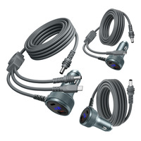 Cable de Alimentación Todo en Uno Starry Sky de 100W, Cable de Carga para Auto Tipo-C de Aleación de Aluminio con Pantalla Digital USB y Conector para Encendedor de Cigarrillos