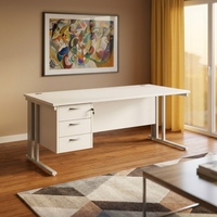 Bureau d'ordinateur commercial moderne en bois de qualité supérieure, fourni par l'usine, avec tiroirs, pour le personnel et le télétravail
