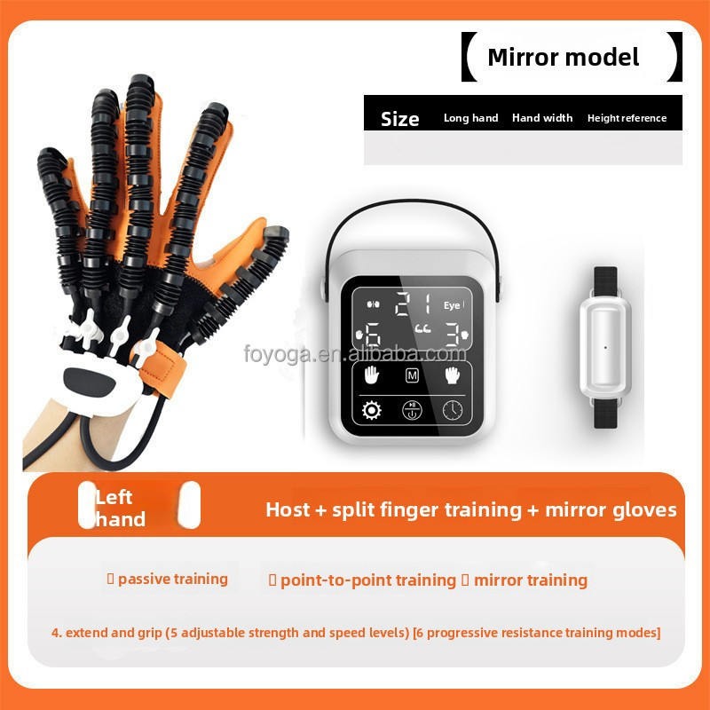 Main gauche orange phare (gants + hôte + miroir)