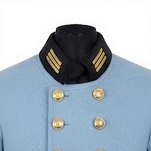 Manteau de style double boutonnage bleu clair, reproduction vintage d'un uniforme militaire, pour l'extérieur - Product Image 3