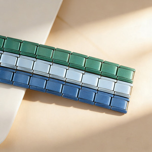 Matte Electroplated Italian Modular <b>Bracelet</b> Square Elastic Splicing Titanium Steel Chain Unisex Jewelry Accessory - Product Image 2