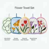 Serviette de toilette en microfibre personnalisée avec broderie florale, absorbante, en polaire corail, avec logo