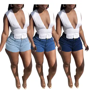 S-3XL הטוב ביותר מחיר נשים בגדי 2022 הולו מתוך בתוספת גודל בנות גבוהה מותן נשים ג 'ינס כחול ג' ינס מכנסיים קצרים