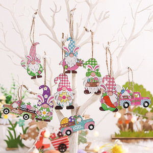 Nuovo Set di 9 Ciondoli in Legno a Forma di Coniglietto per Decorazioni Pasquali Primaverili Artigianali Forniture Festive all'Ingrosso - Product Image 3