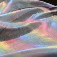 Kain Chiffon Foil Warna Ringan, Kain Tulle Organza Poliester Custom untuk Pakaian Wanita