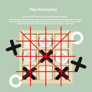 Jeux de bureau pour l'éducation précoce Jiugongge XO en bois transfrontalier <span class=keywords><strong>Tic</strong></span>-<span class=keywords><strong>Tac</strong></span>-Toe Board Jouets éducatifs pour enfants Formation logique - Product Image 5