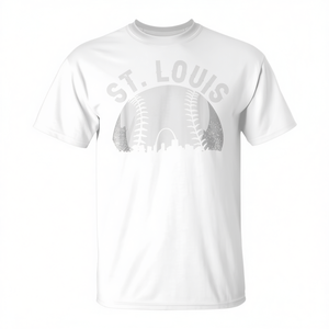 Camiseta St Louis Baseball Skyline blanca para adultos unisex - Product Image 2