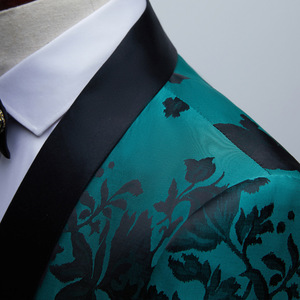 Ensemble <span class=keywords><strong>de</strong></span> <span class=keywords><strong>costume</strong></span> homme slim 2 pièces, motif grand col vert fruité, tendance - Product Image 4