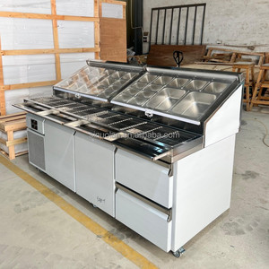 Table de Préparation à Pizza Commerciale Réfrigérée Deux Portes <span class=keywords><strong>Sous</strong></span> Comptoir avec Double Compresseur et <span class=keywords><strong>Plan</strong></span> de Travail Sandwich - Product Image 3