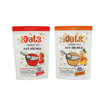 50G 100G Hersluitbare Rits Food Doorzichtig Raam Plastic Verpakkingen Voor Graan Granola Graan Haver Maïsmeel Stand-Up Zakje