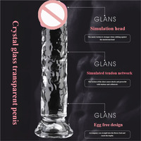 Dildo Anal de Cristal Transparente para Adultos, Dildo Grande Realista Popular, Producto Sexual Transparente, Juguete Sexual, Vibrador de Punto G