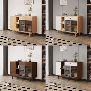 New modern minimalist living room/dining room <b>storage</b> <b>sideboard</b>, solid wood multi-functional <b>storage</b> cabinet, large capacity - Product Image 4