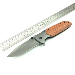 Navaja Táctica Plegable al por Mayor OEM con Mango de Madera, Navaja de Bolsillo para Supervivencia al Aire Libre con Acero Inoxidable Chapado en Titanio Gris - Product Image 6