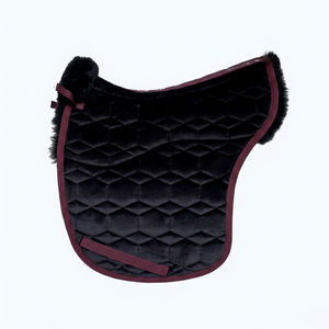 TOUGH TACK OEM Tapis de selle islandais de luxe personnalisé avec bordure en fausse fourrure, tapis de selle pour cheval matelassé hexagonal en velours - Product Image 2