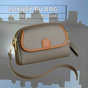 Sac à main de luxe vintage à la mode pour femmes tendance en cuir PU petit sac de créateur avec fermeture à glissière Vourex jusqu'à 1L - Product Image 2