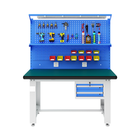Table de laboratoire robuste en acier inoxydable avec armoire de rangement intégrée, banc de travail ESD pour équipement de laboratoire scientifique industriel lourd