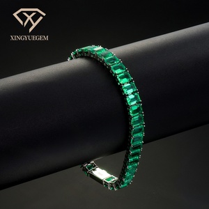 <b>Lab</b> Emerald Columbian Classic Tennis Bracelet 5x7mm 925 Silver Customizable Length Unisex - Product Image 2