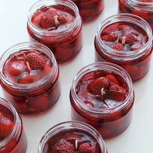 เทียนหอมกลิ่นผลไม้รสส้มแยม<span class=keywords><strong>สต</strong></span>รอเบอร์รี่สีแดงเทียนหอมระเหยทำมือสุดสร้างสรรค์สำหรับตกแต่งโต๊ะขนม - Product Image 1