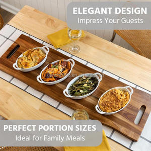 Plats de cuisson ovales <span class=keywords><strong>à</strong></span> gratin pour four Casseroles <span class=keywords><strong>à</strong></span> gratin en céramique avec poignées pour servir, petite mini cocotte oblongue, - Product Image 5