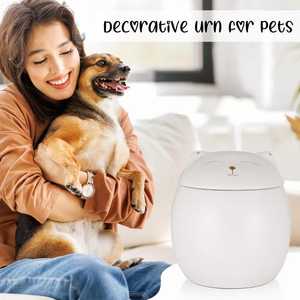 Urne funéraire de luxe moderne en céramique en forme de goutte d'eau avec ligne dorée, design givré brillant, écologique, pour cendres de chiens et de chats - Product Image 5