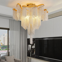 Produits à succès 2025, lustre en chaîne d'aluminium, luminaire de plafond à LED pour salon