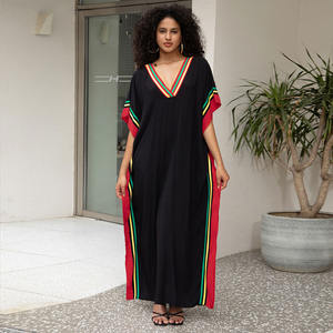 ชุดเดรสยาวผ้าเรยอนสำหรับวันหยุดพิมพ์ลายคดเคี้ยวคลุมชายหาดแบบเซ็กซี่ขนาดใหญ่ - Product Image 4