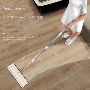 Ensemble serpillière plate et <span class=keywords><strong>seau</strong></span> en microfibre à essorage facile, avec poignée en acier inoxydable, pour un nettoyage des sols sans effort et sans rayures, vente en gros - Product Image 6