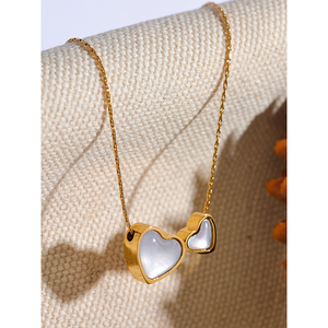 JINYOU 731 Elegante Collar con Colgante de Corazón de Concha Natural y Acero Inoxidable para Mujer, Color Dorado, Joyería Romántica con Dije, <span class=keywords><strong>Bijoux</strong></span> Femme - Product Image 2
