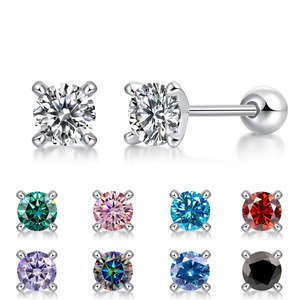 S925 <span class=keywords><strong>argento</strong></span> sterling filettato quattro artiglio <span class=keywords><strong>orecchini</strong></span> di diamanti set con VVS moissanite alla moda e semplice <span class=keywords><strong>orecchini</strong></span> a bottone - Product Image 1