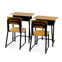 Ensemble bureau et chaise d'étudiant en bois avec tiroir pour salle de classe et établissements de formation
