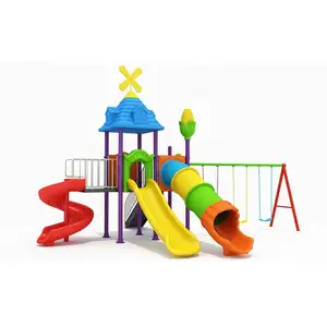 Équipement commercial de terrain de jeu de toboggan de tube de location de jardin d'enfants Montessori enfants en plastique ensemble de balançoire aire de jeux extérieure - Product Image 1