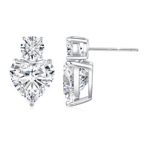 Joyería Clásica de Lujo, Pendientes de Plata de Ley 925 con Moissanita en Forma de Corazón de 3 Quilates VVS1 para Mujer - Product Image 2